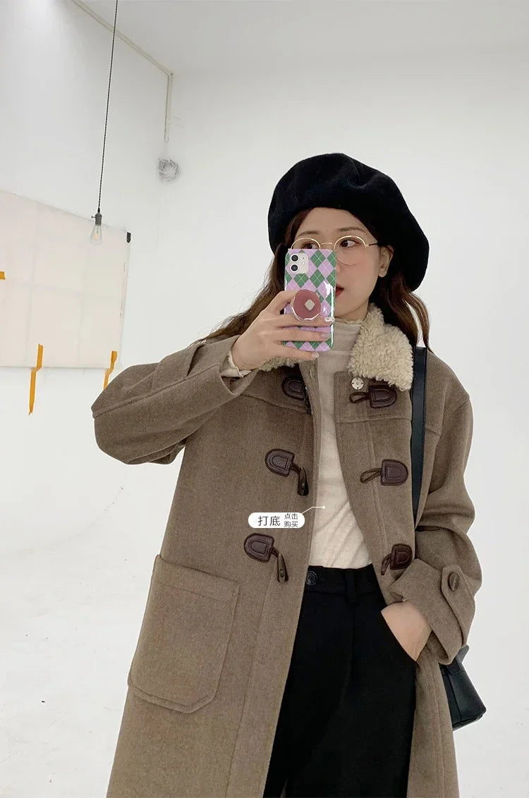Lamb Wool Collar Duffle Coat