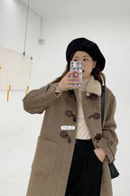 Lamb Wool Collar Duffle Coat