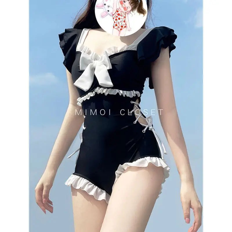 Sweet Patchwork Sleeveless Bowknot One Piece