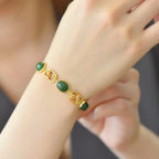 Natural Hetian Jasper White Jade Flower Bracelet