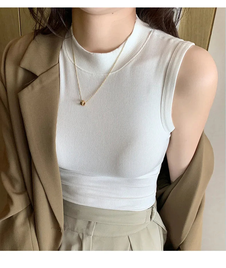 Round Neck Thread Sleeveless Shirt