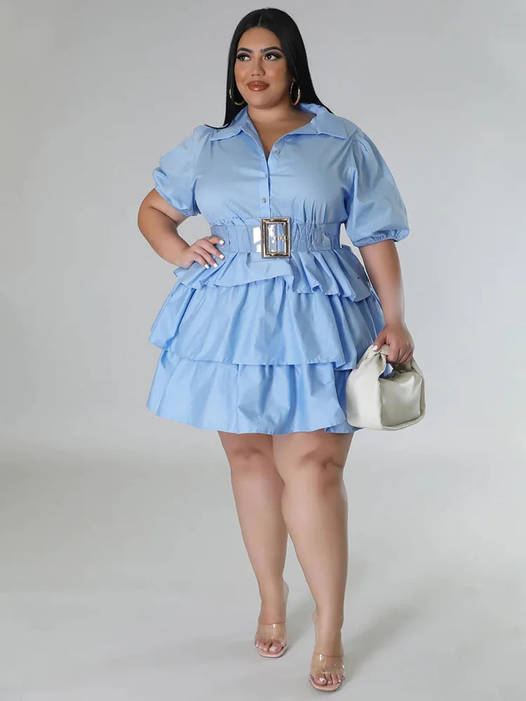 Wmstar Plus Solid Midi Shirt Dress