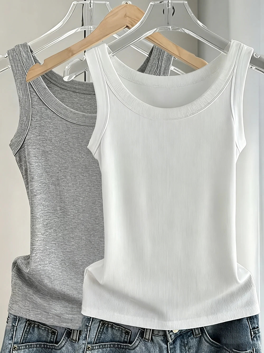 3PCS Ribbed Cotton Tank Top