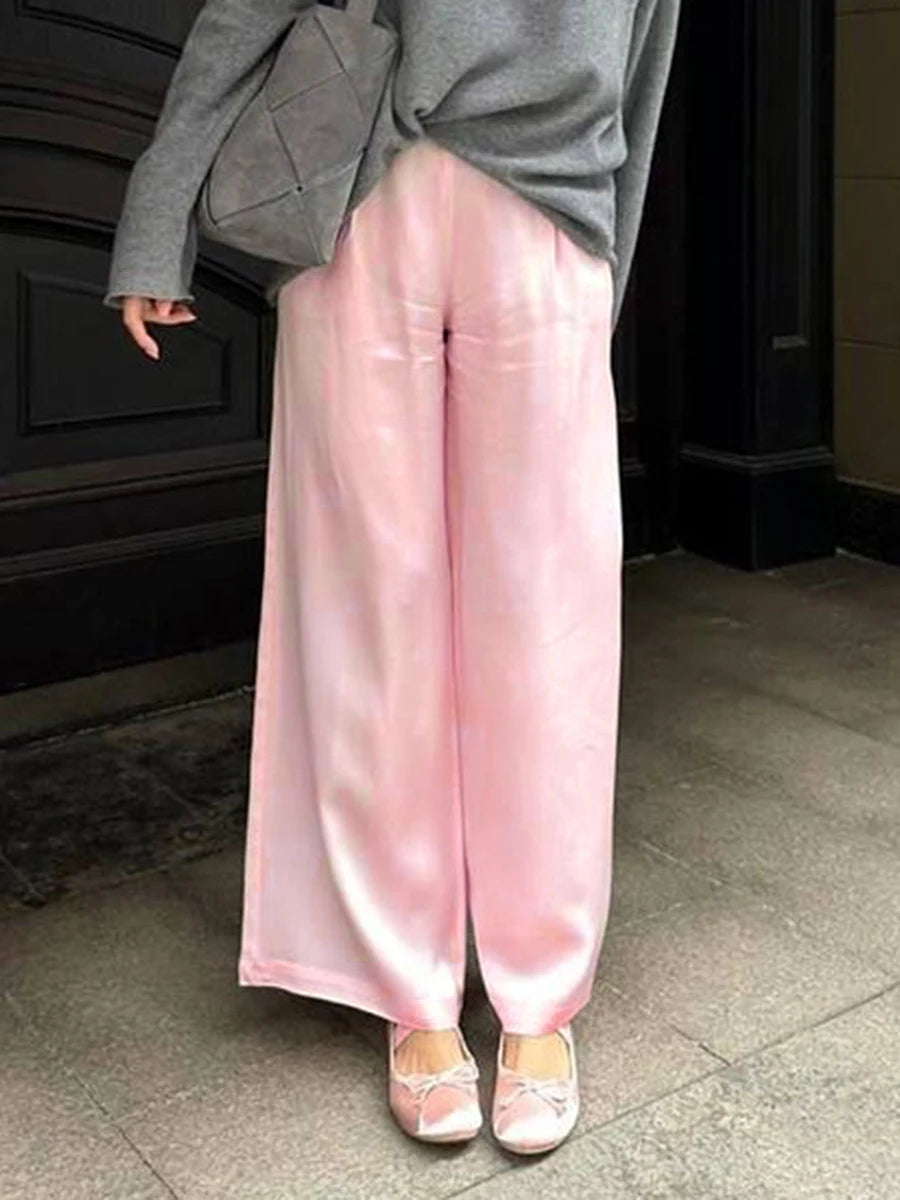 Chic Satin Wide Leg Dress Pants