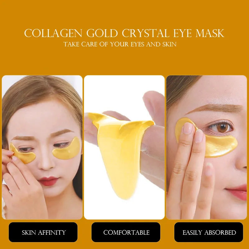 50 Pairs Crystal Gold Eye Patches Anti Dark Circles Remove Eye Bags Moisturizing Golden Collagen Eye Mask Skin Care