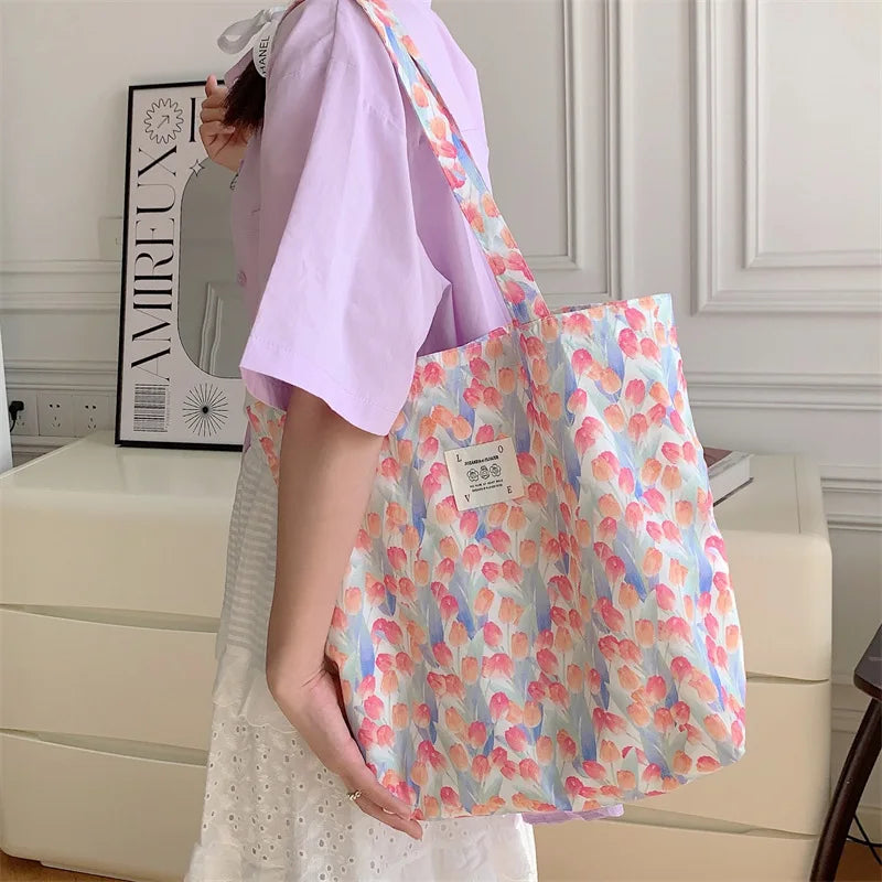 Floral Canvas Tote Bag
