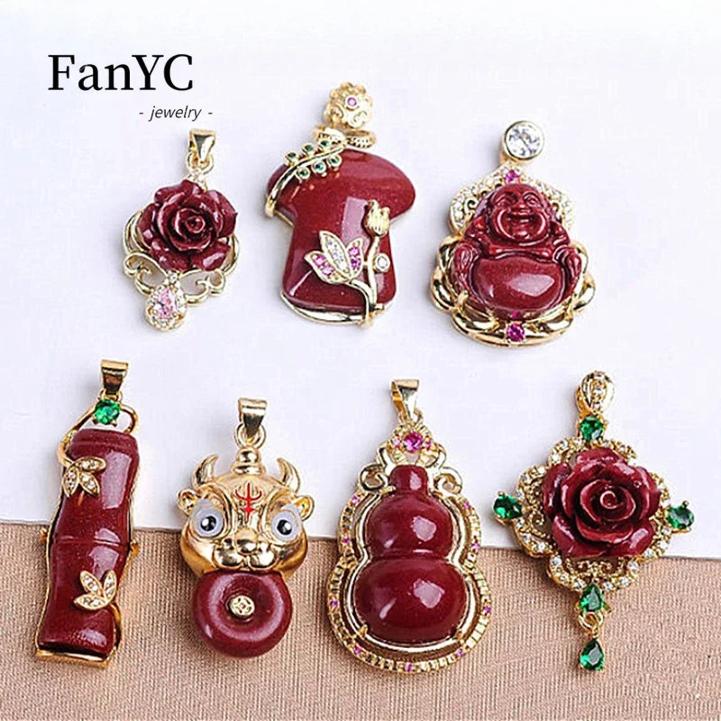 Natural 925 Silver Inlaid Purple Gold Sand Rose Pendant
