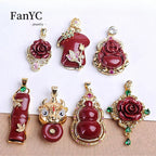 Natural 925 Silver Inlaid Purple Gold Sand Rose Pendant