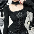 Lace Side Patchwork Long Sleeve Tee