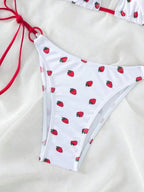 Strawberry Print Halter String Micro Bikini