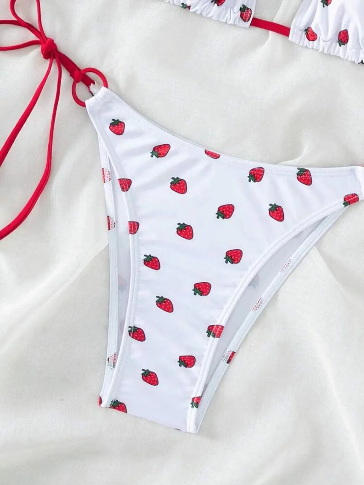 Strawberry Print Halter String Micro Bikini