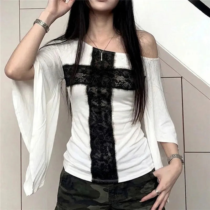 Lace Stitch Cross T-Shirt
