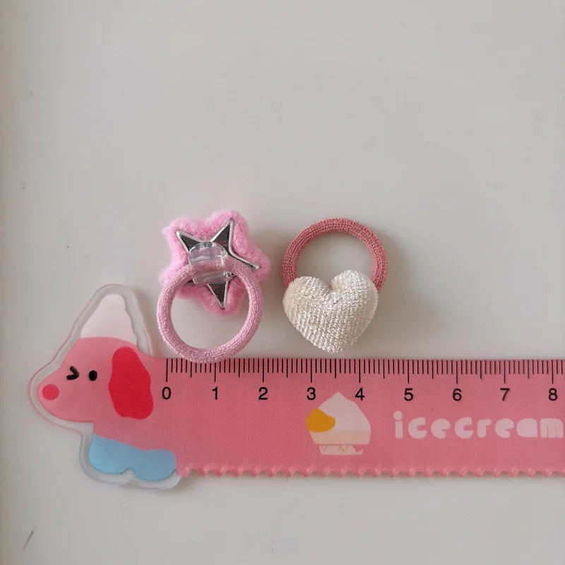 10PCS Korean Fashion Baby Girls Hair Ties Lovely Stars/Heart Girls Elastic Hair Bands Hair Accessories Baby Thumb Headwears Rope