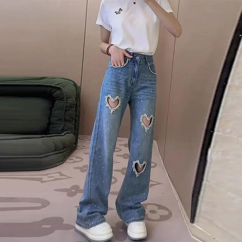 Rhinestone Heart Jeans