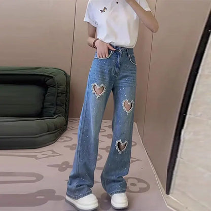 Rhinestone Heart Jeans