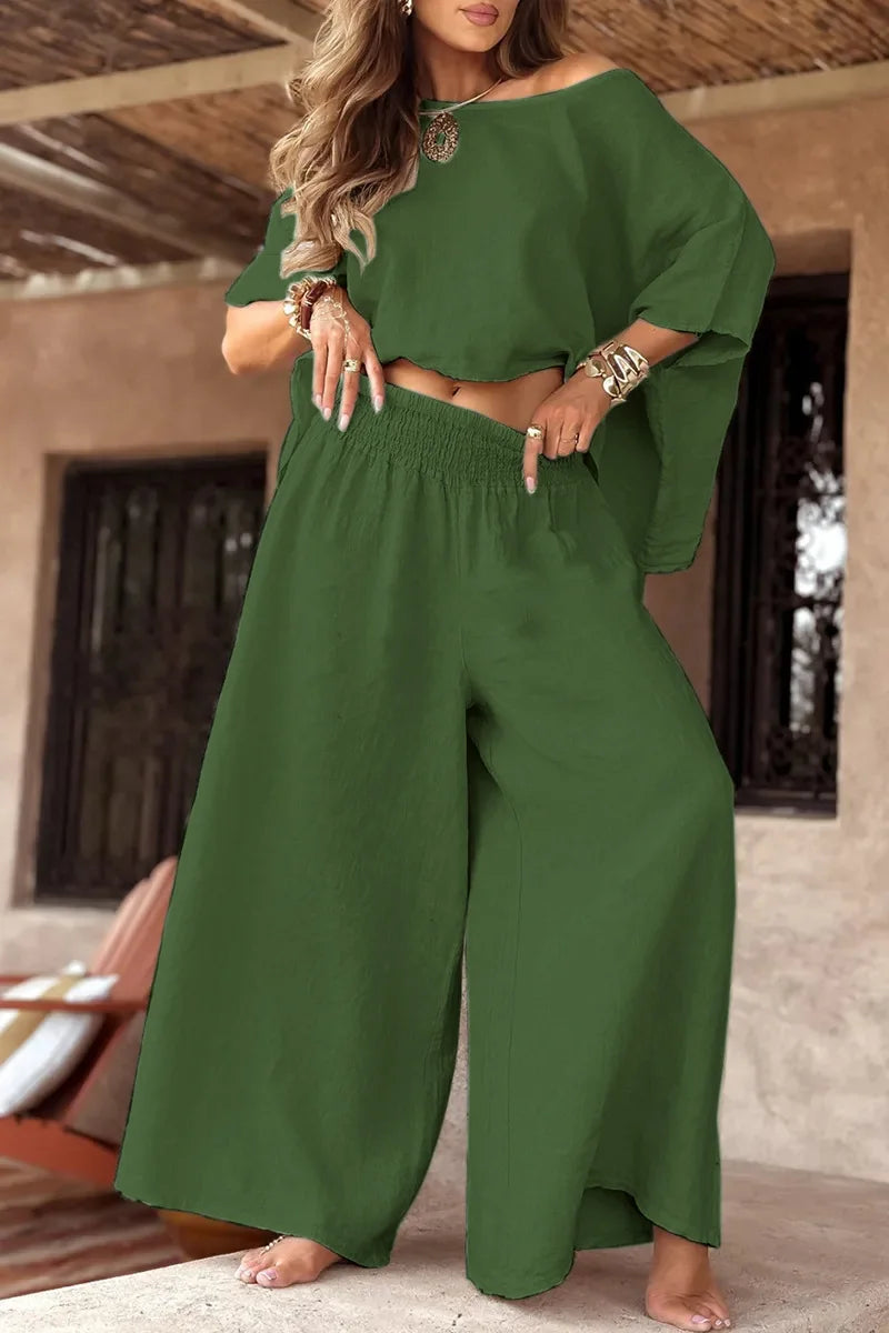 Oversize Loose Top Wide-leg Pants Set