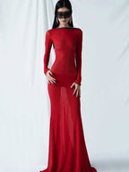 See Through Sheer Slim Bodycon Maxi Dress
