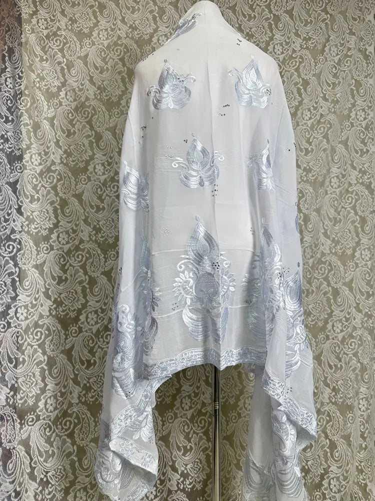 2025 New Dubai Scarf For Muslim Women African Chiffon Big Hijab Islam Hijab Pashmina Turban Headscarf Embroidery Shawls