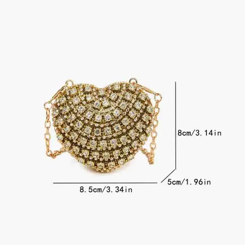 Luxury Mini Diamond Inlay Heart Shape Crystal Clutch
