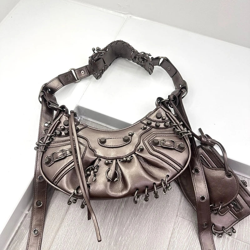 Cropped Studded Motorcycle Bag