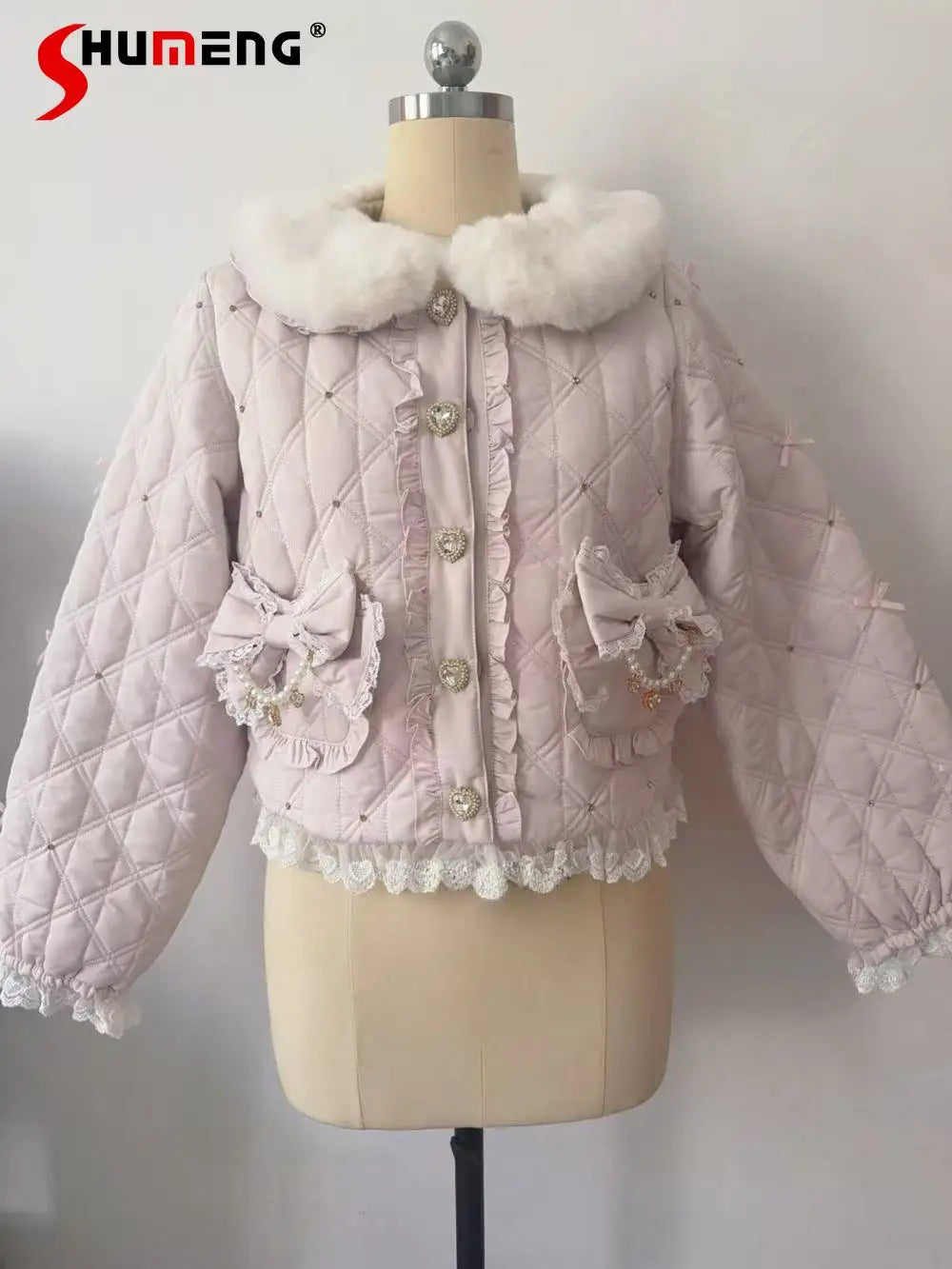 Doll Fur Collar Short Parka