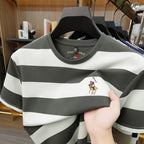 Striped Round Neck Short Sleeved T-Shirt