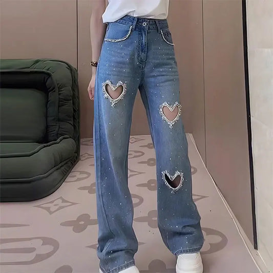 Rhinestone Heart Jeans