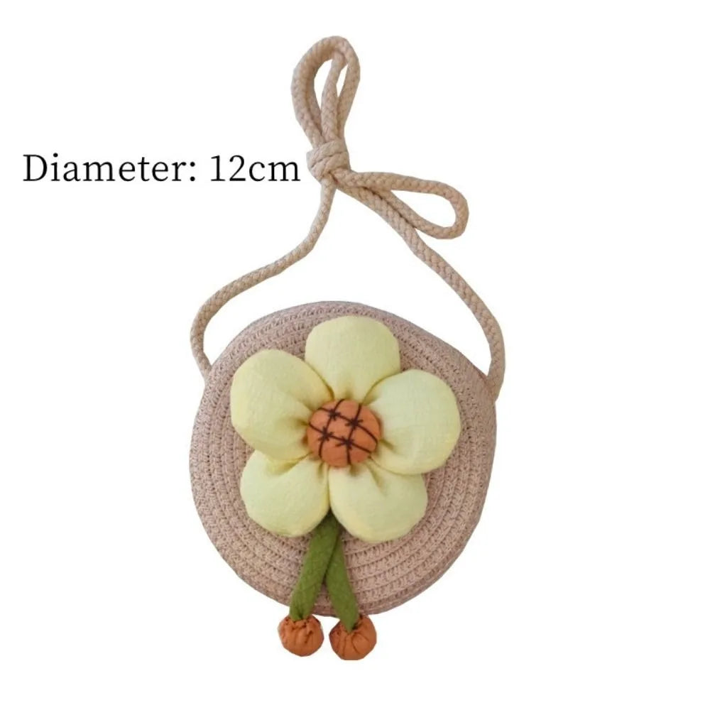 Children Flower Straw Bags