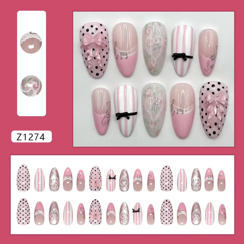 24pcs Sweet Pink Press On Nails