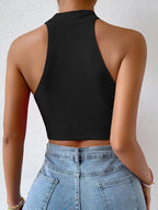 Knit Sleeveless Corset Halter Crossfit Crop Top