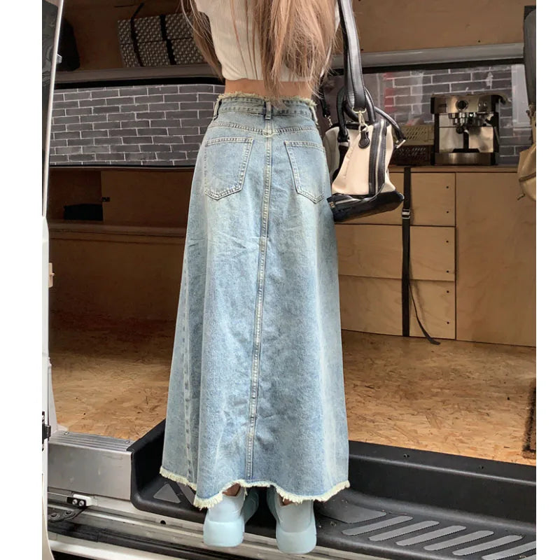 Tassel Denim Long Skirts