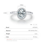925 Sterling Silver Classic Geometric Round Oval Shape Zirconia Ring