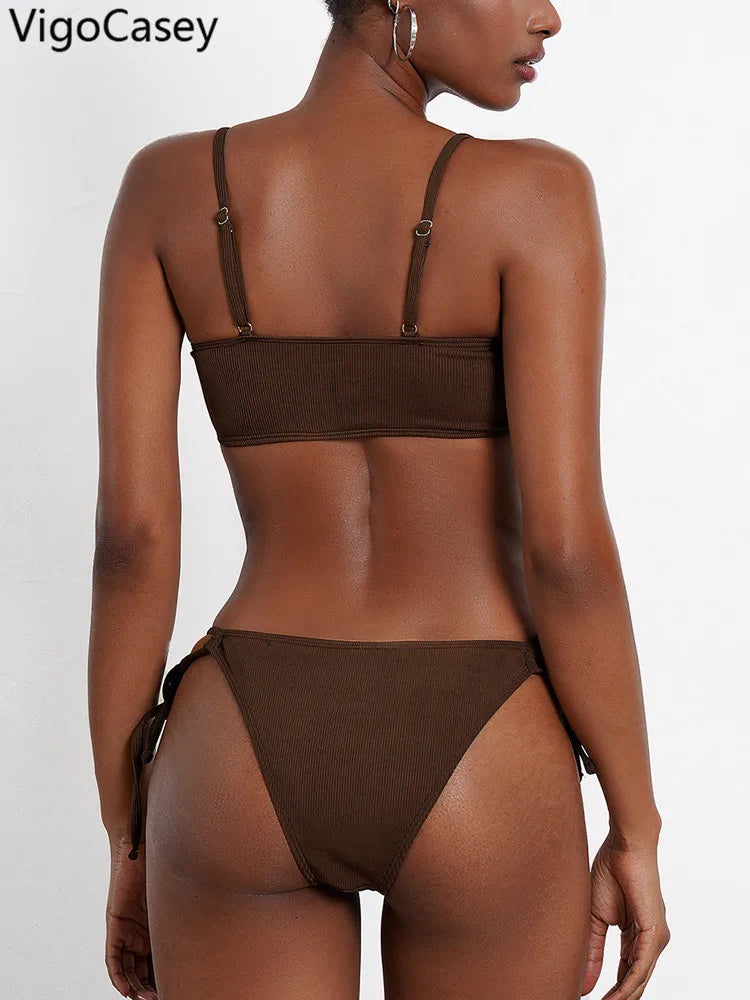 VigoCasey Solid Strapped Bikini