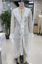 Lace Long Sleeve Maxi Cardigan Dress