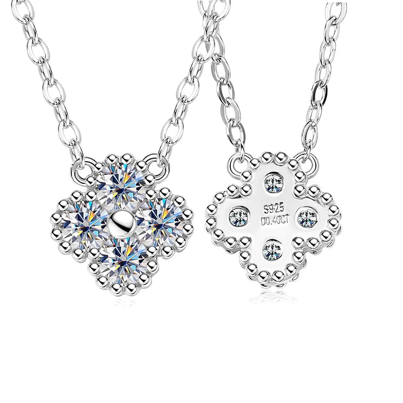 3mm Moissanite Clover Pendant Necklace
