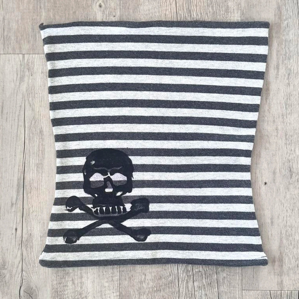 Striped Tube Top and Booty Shorts Set with Skull Graphic