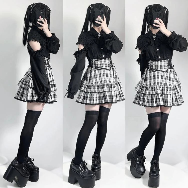 Plaid Cake High Waist Mini Skirt