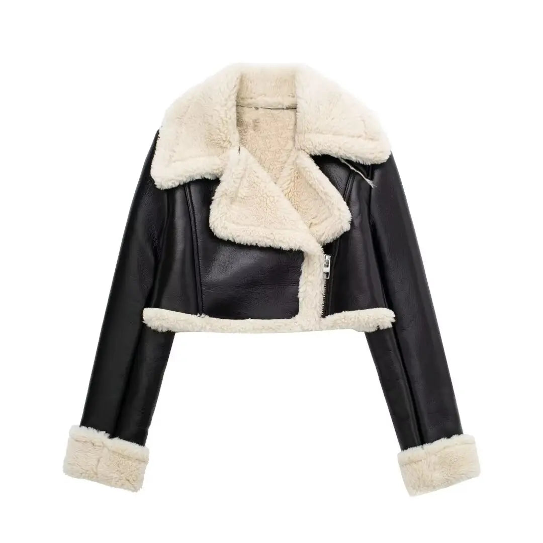 Faux Leather Short Jacket