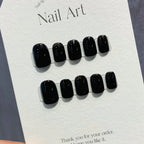 Short Black Simple Handmade Press on Nails