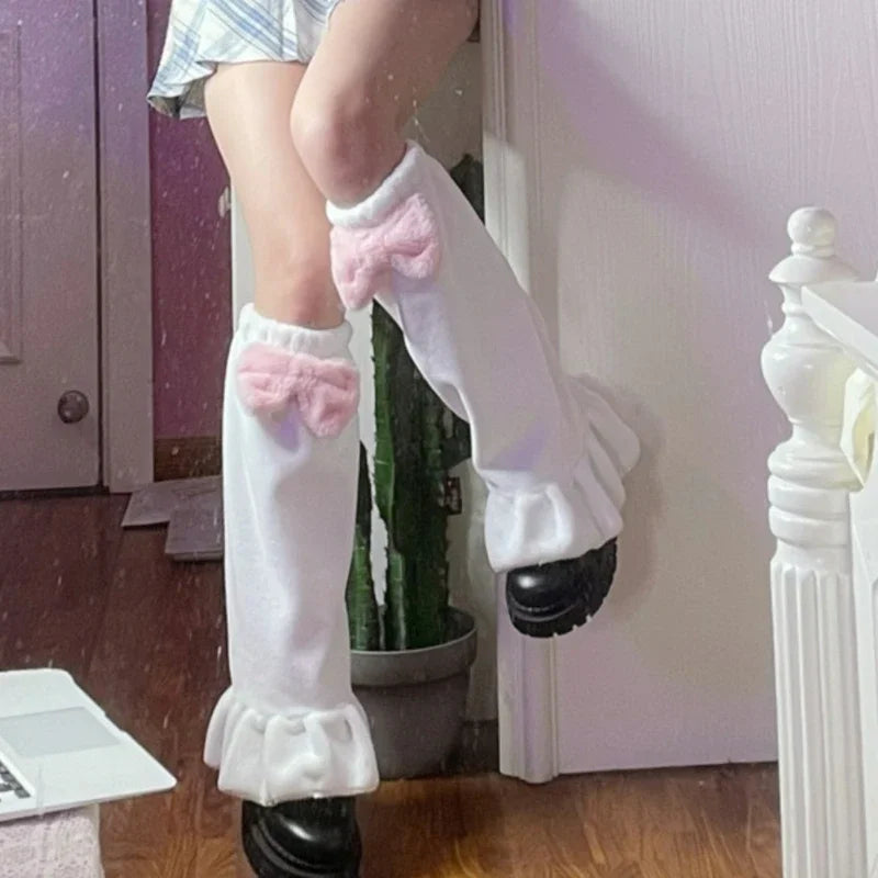 Leopard Fur Boot Socks for Women Y2K Plush Leg Warmers Thigh High Sexy Leg Covers Harajuku Boot Cuffs Socks Lolita Garter Socks