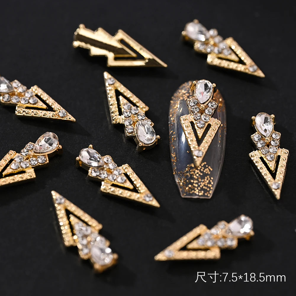 10Pcs Zircon Pendant Luxury Nail Art Charms 3D Gold Metal Nail Crystal Shinying Diamond Flowers/Butterlfy Manicure Accessories