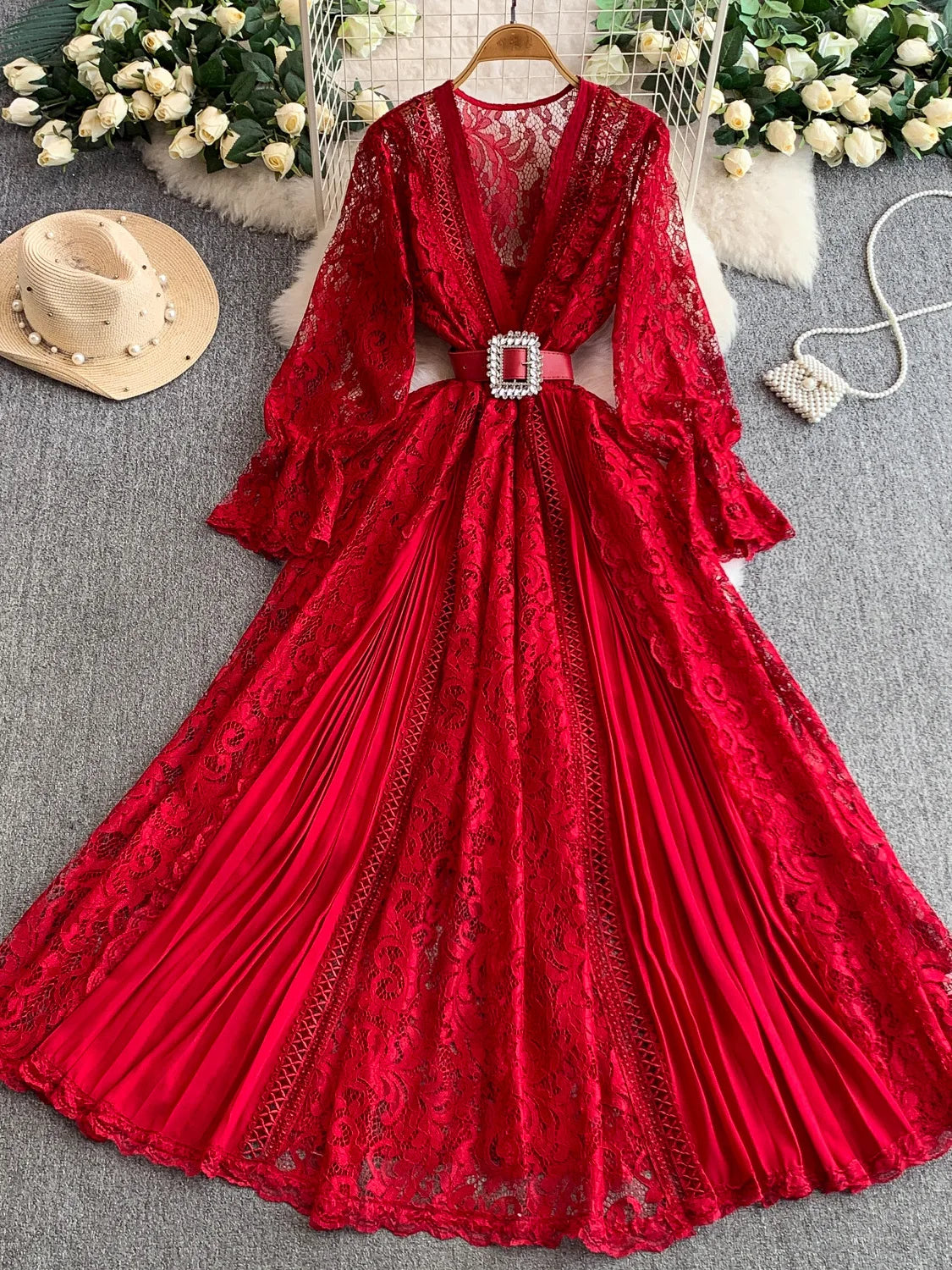 Lace V-Neck Dress