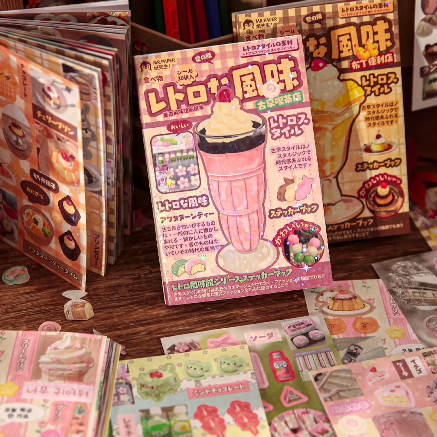 Japanese-style cute sticker book with delicious dessert and cake stationery stickers, suitable for birthday and back-to-school