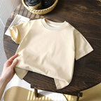Solid Cotton Casual Short Sleeve Tee