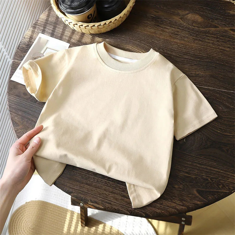 Solid Cotton Casual Short Sleeve Tee