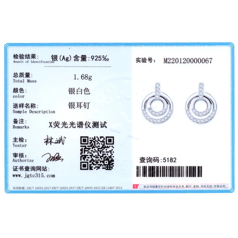 925 Sterling Silver Fashion Round Clear CZ Stud Earrings