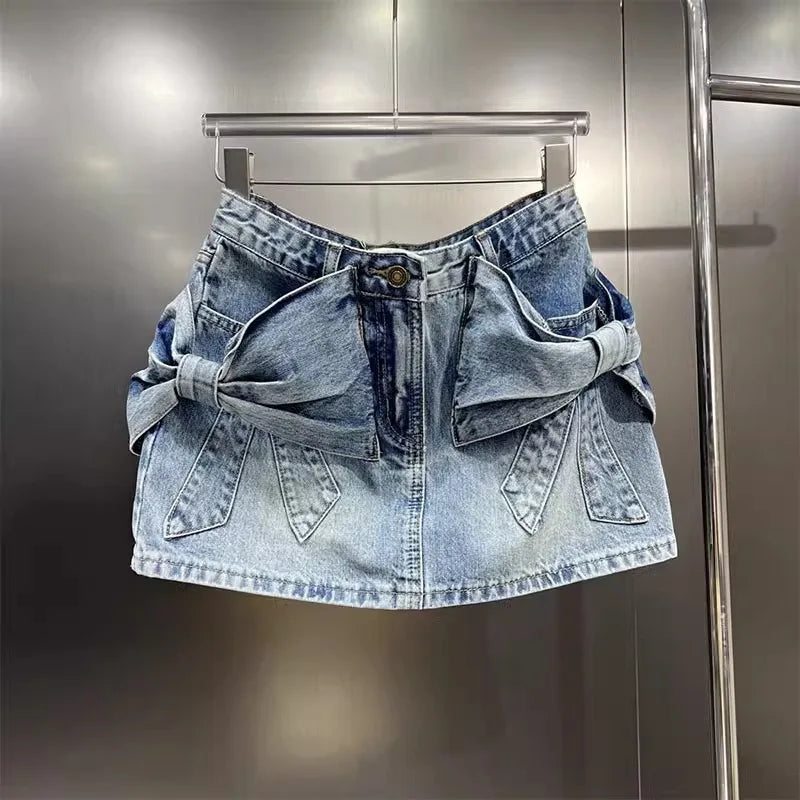 Bow Denim Skirt