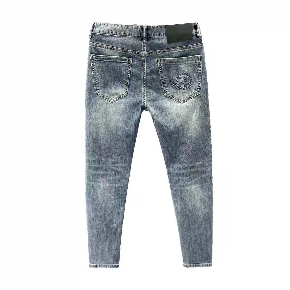 Embroidered Monogram Detail Slim Denim Trousers