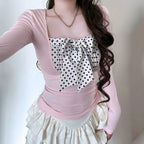 Bow Polka Dot Long Sleeve Tee