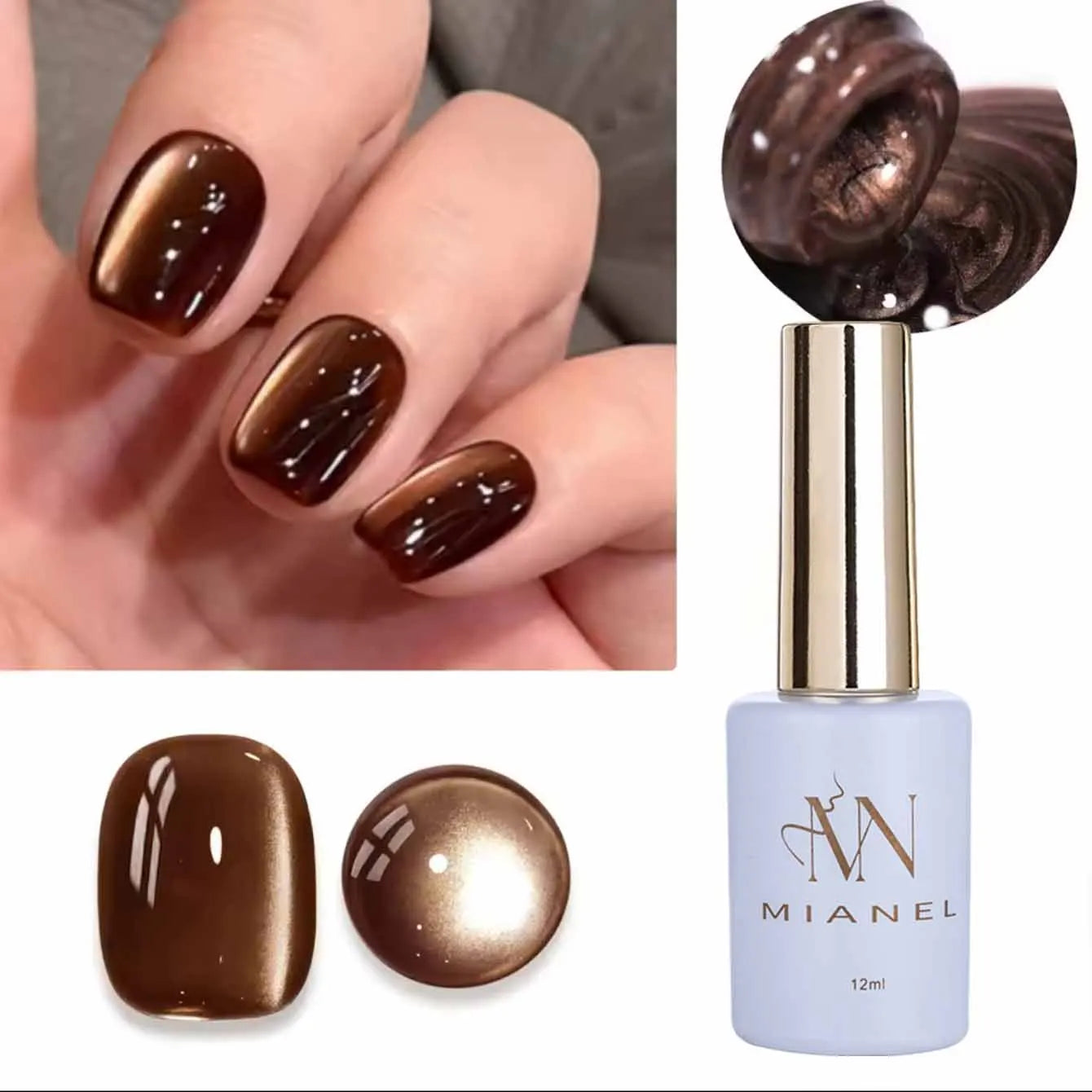 12ml 1-21pcs Brown Gold Cat Eye Gel Nail Polish